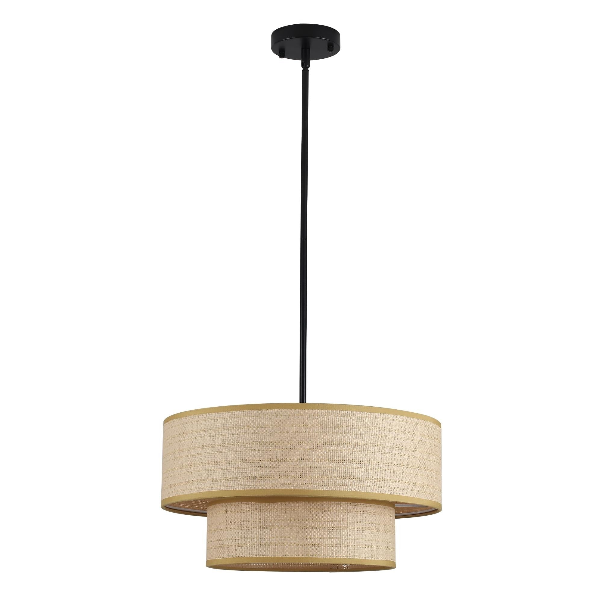3 Light Bohemian Style Large Handwoven Chandelier With Wicker Lampshade Matte Black