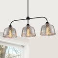 3 Light Bowl Shaped Mercury Glass Linear Island Pendant Light Dia.38.19 In