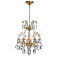 3 Light Brass Chandelier With Clear Crystals