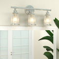 3 Light Brushed Nickle Linear Vanity Light With Towel Bar
