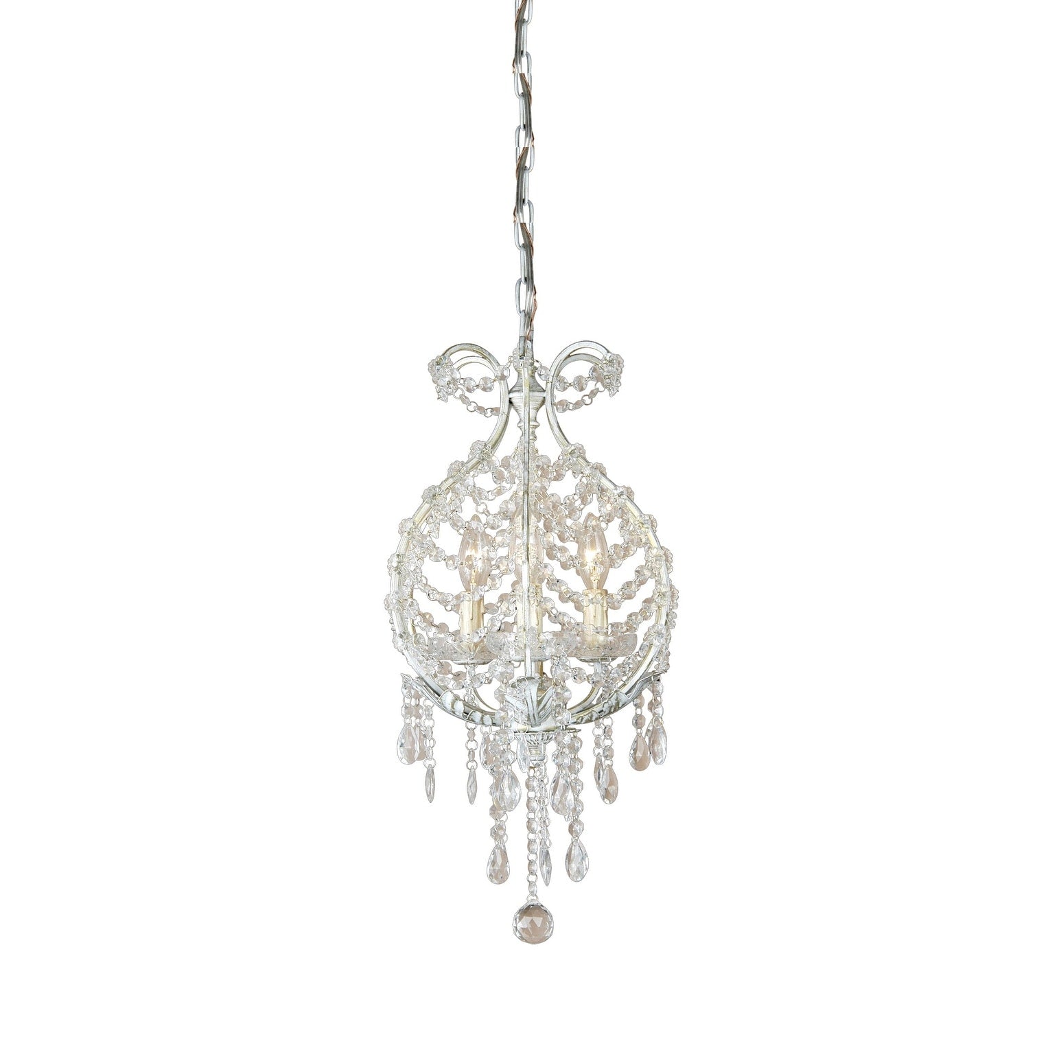 3 Light Chrome Chandelier With Clear Crystals