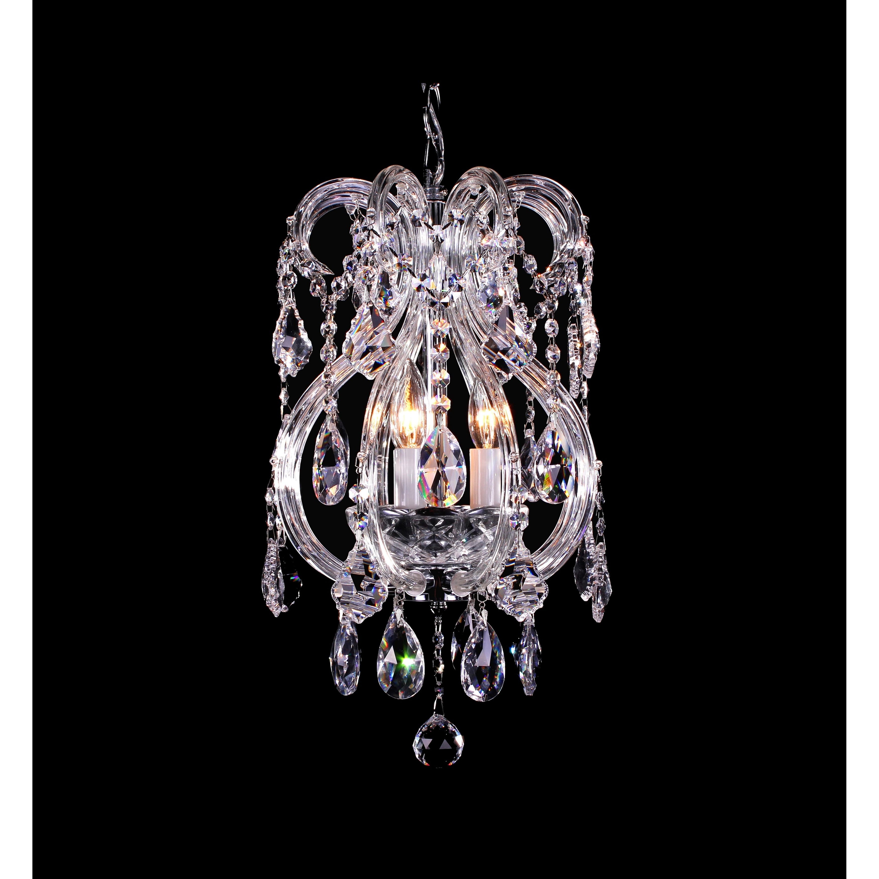 3 Light Chrome Chandelier With Clear Crystals