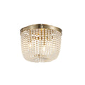 3 Light Chrome Semi Flush Mount With Clear Glass Beads