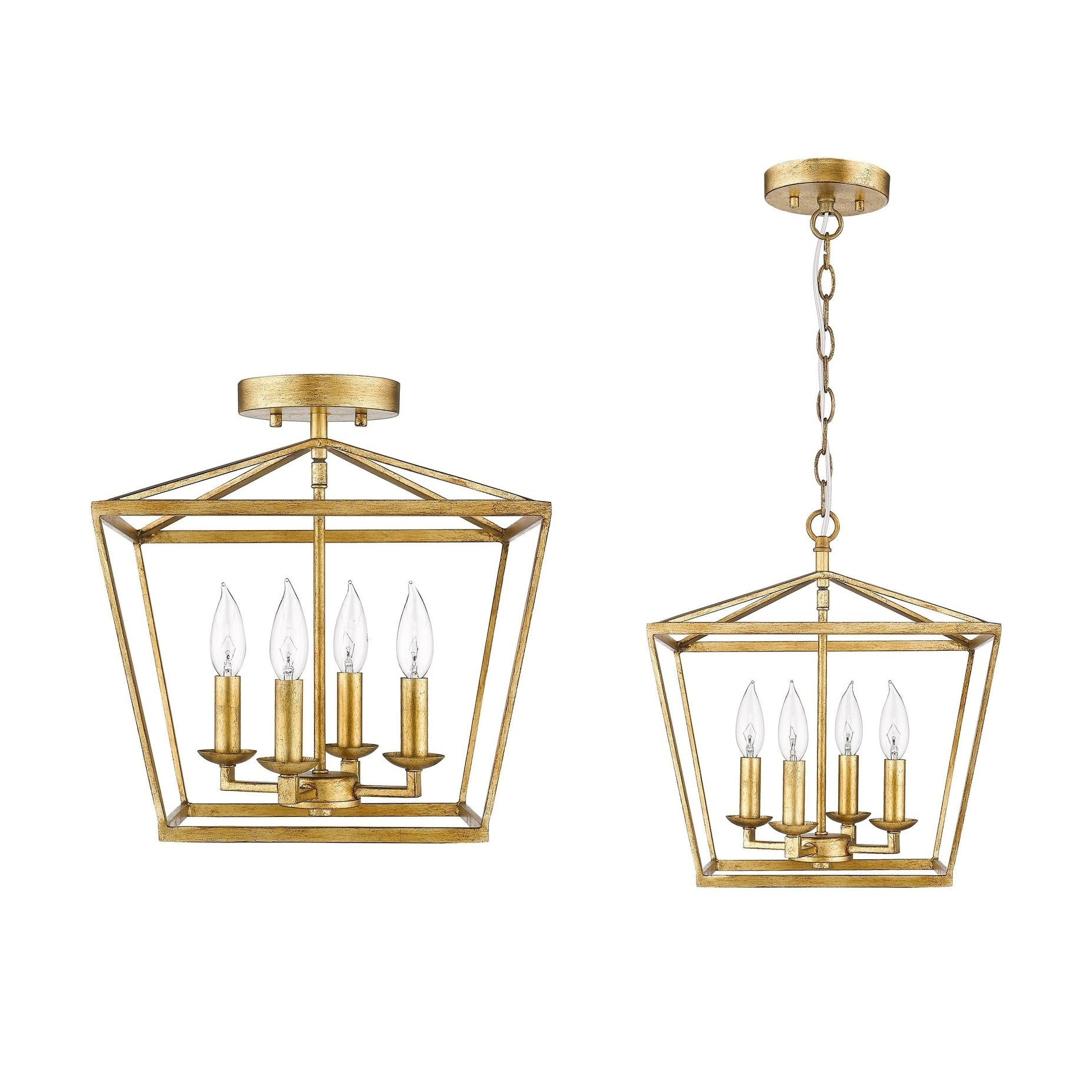 Mini Lantern Ceiling Light And Pendant In Gold