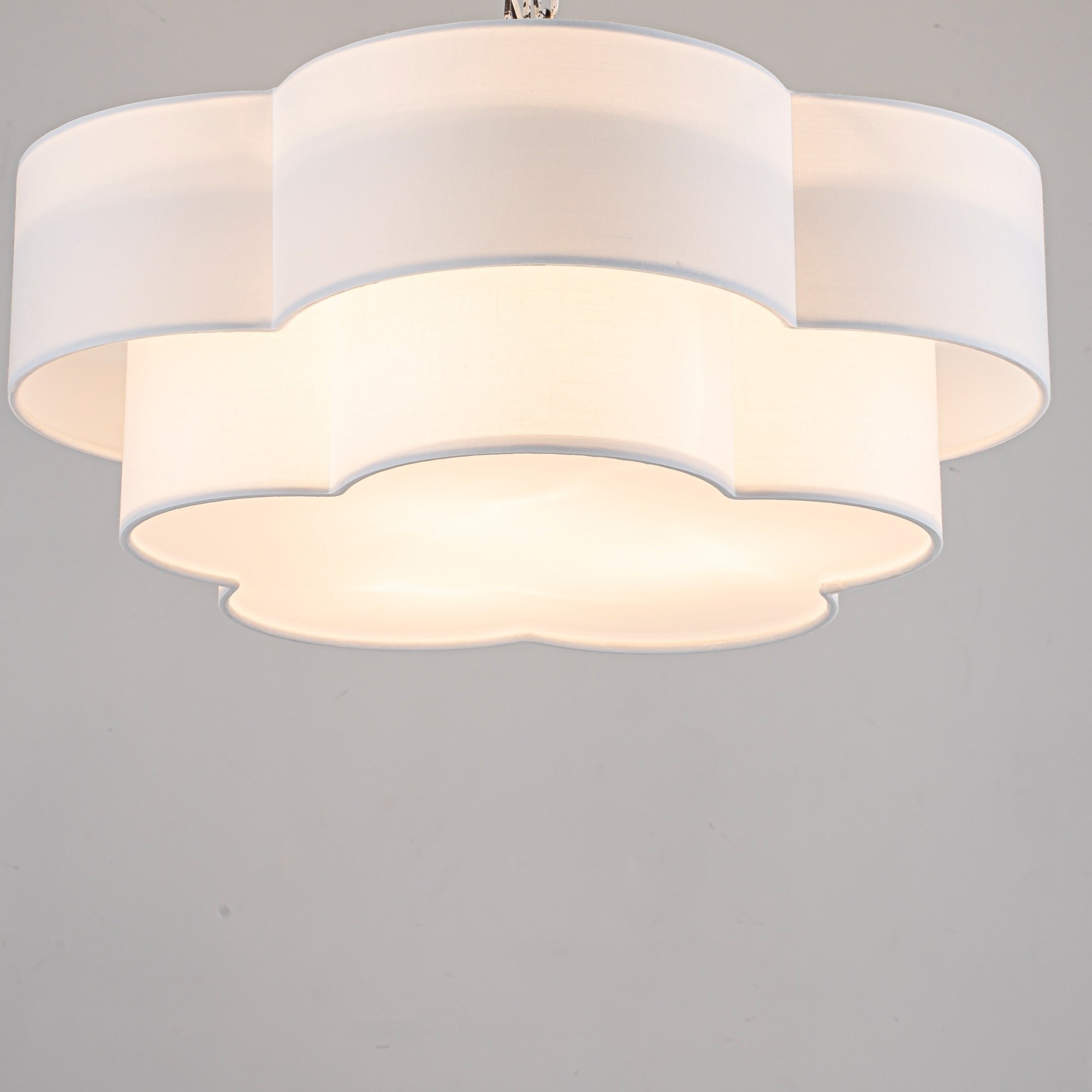3 Light Double Layer Fabric Flush Mount For Bedroom Living Room 3 Light