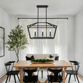 3 Light Farmhouse Kitchen Island Lighting 5 Light Linear Chandelier Metal Matte Black Finish Hanging Pendant Light Fixture