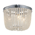 3 Light Gold Semi Flush Mount With Clear Glass Beads