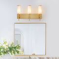 3 Light Gold Vanity Light Cylindrical Marble Crackle Glass Shades