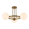 3 Light Halo Milky White Glass Globe Circle Ceiling Light 30.3 In