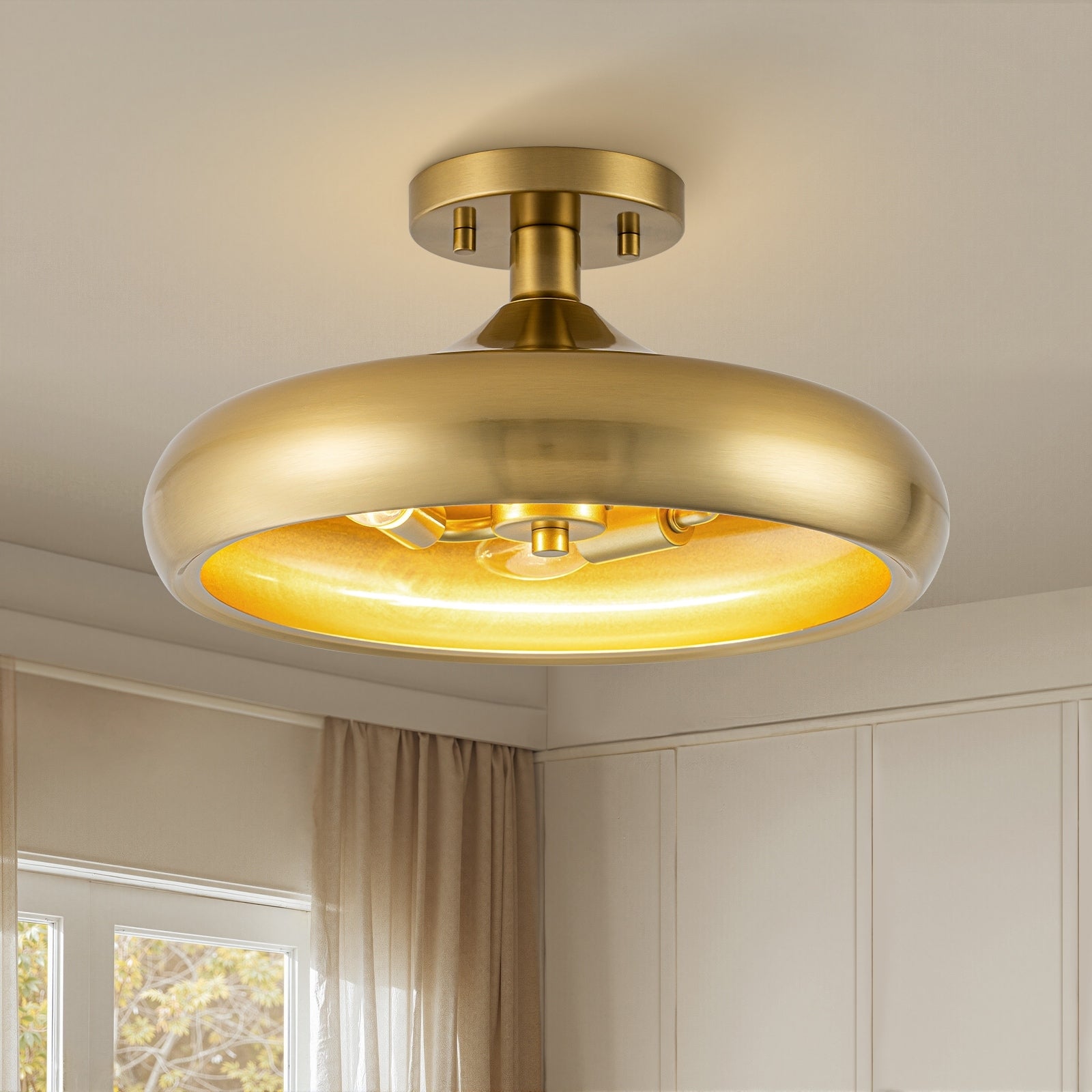 3 Light Industrial Antique Bronze Semi Flush Mount Ceiling Light Antique Bronze 13.4 In W X 7.08 In H