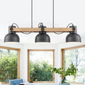 3 Light Industrial Linear Kitchen Island Pendant Light Dome Shades Dia.32.68 In