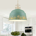 3 Light Industrial Pendant Light With Distressed Metal Dome Shade 3 Lights