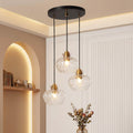 3 Light Island Pendant Light Modern Cluster Hanging Fixture With Water Ripple Glass Shades