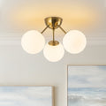 3 Light Mid Century Linear Glass Sphere Semi Flush Mount 17.7 In