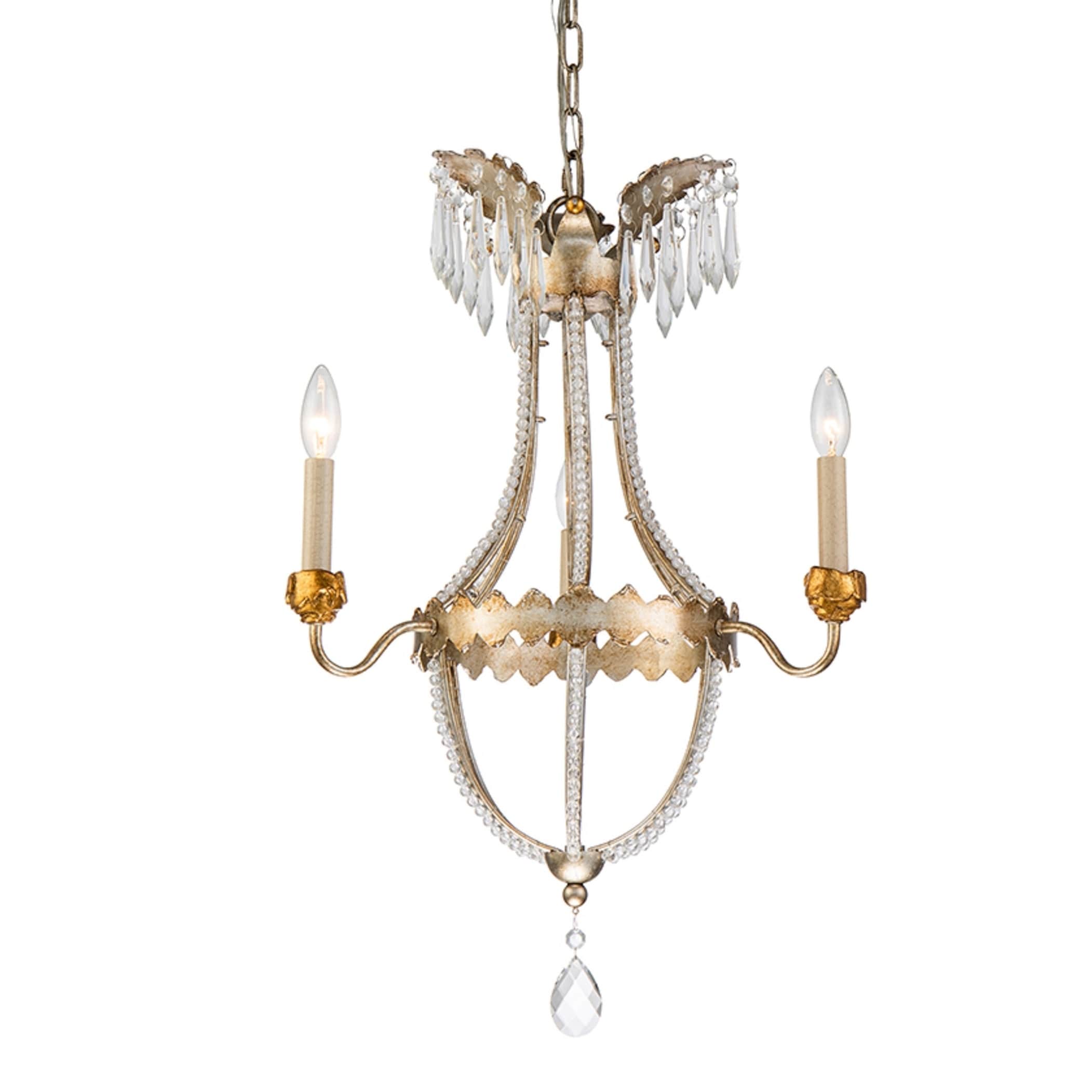 3 Light Mini Antique Silver Empire Chandelier By Lucas Mckearn N A