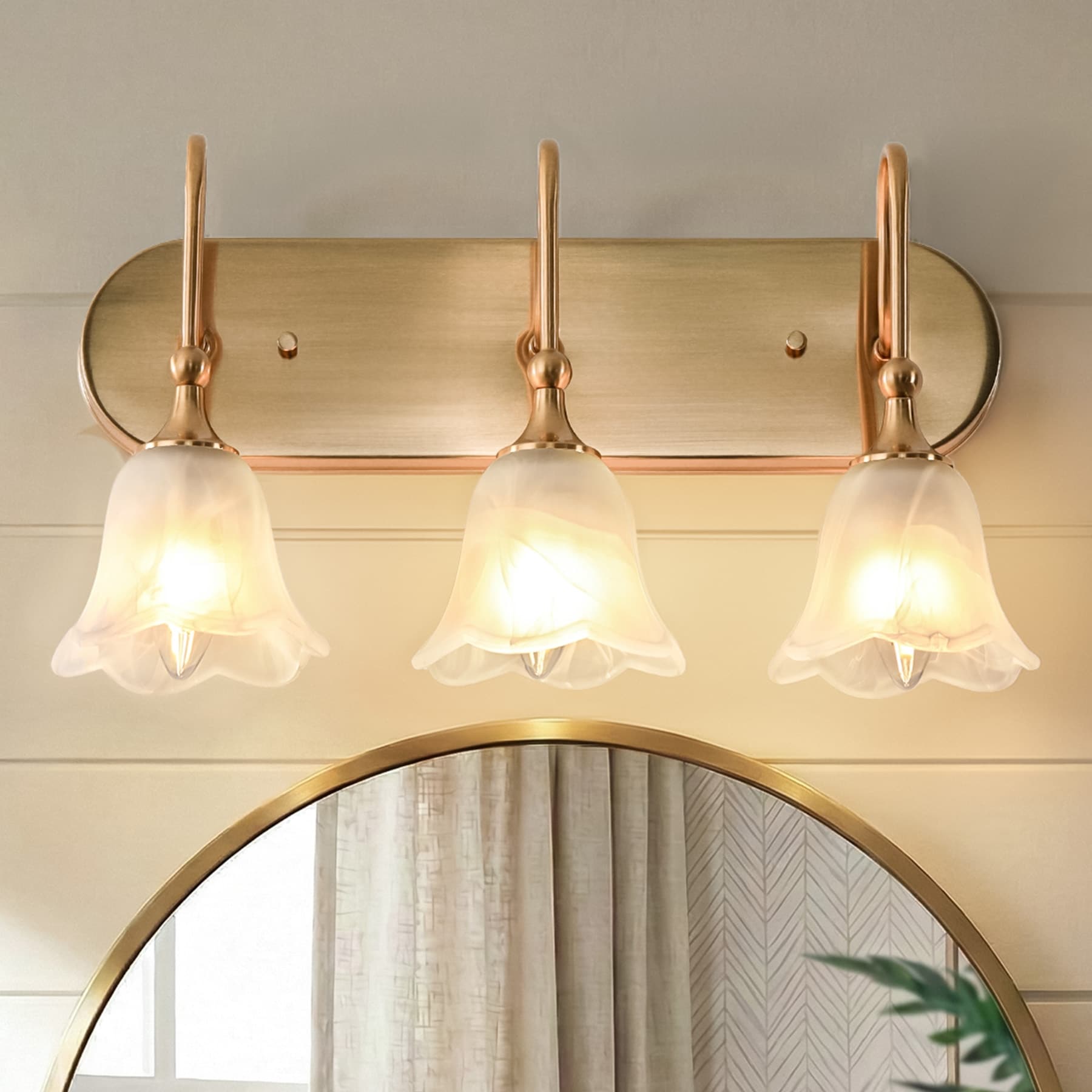 3 Light Modern Brass Gold Bathroom Vanity Light