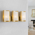 3 Light Modern Gold Wall Sconce Crackle Glass Shades Industrial