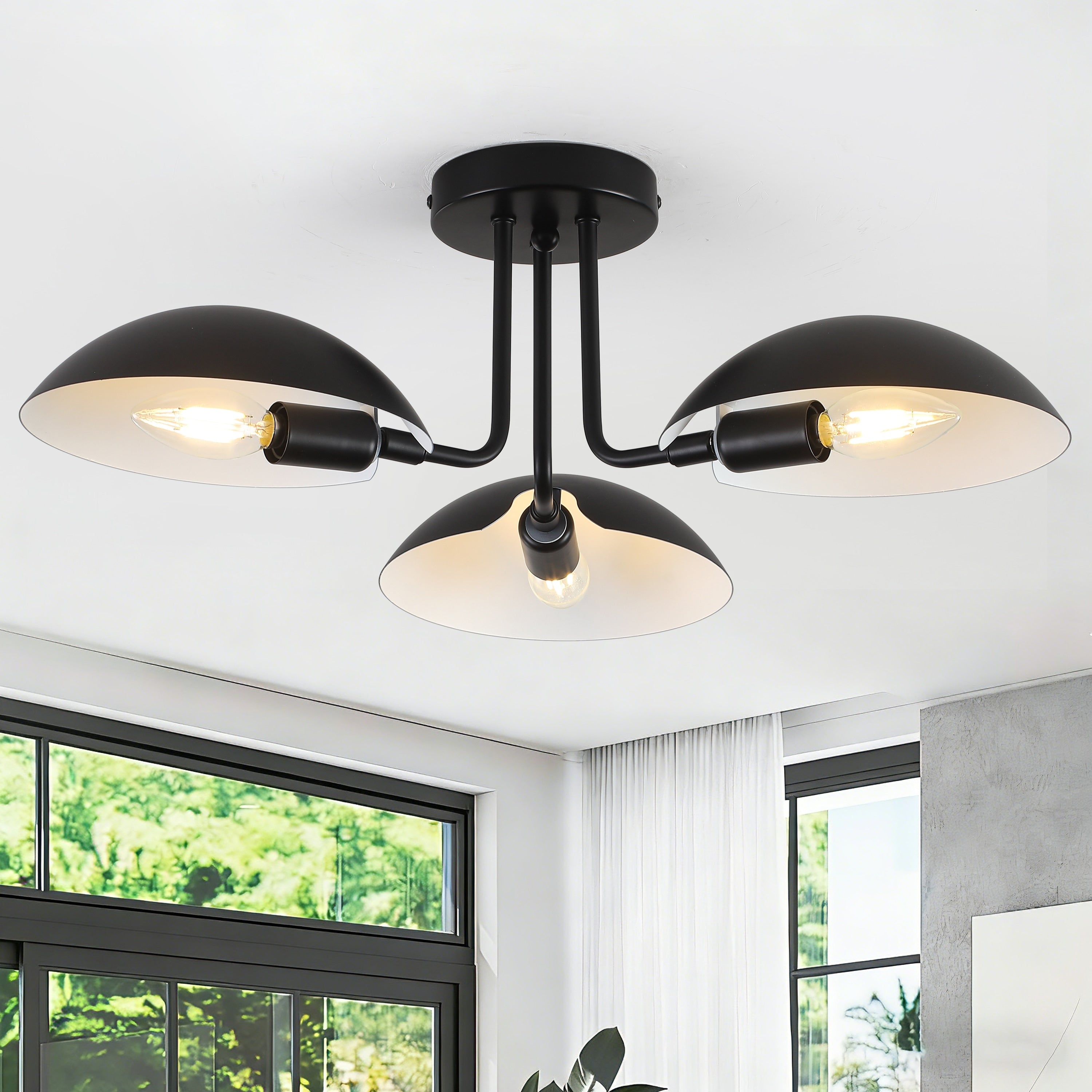 3 Light Semi Flush Mount Ceiling Light With Adjustable Shades E12 40W 7.87 Wide