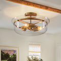 3 Light Semi Flush Mount With Clear Glass