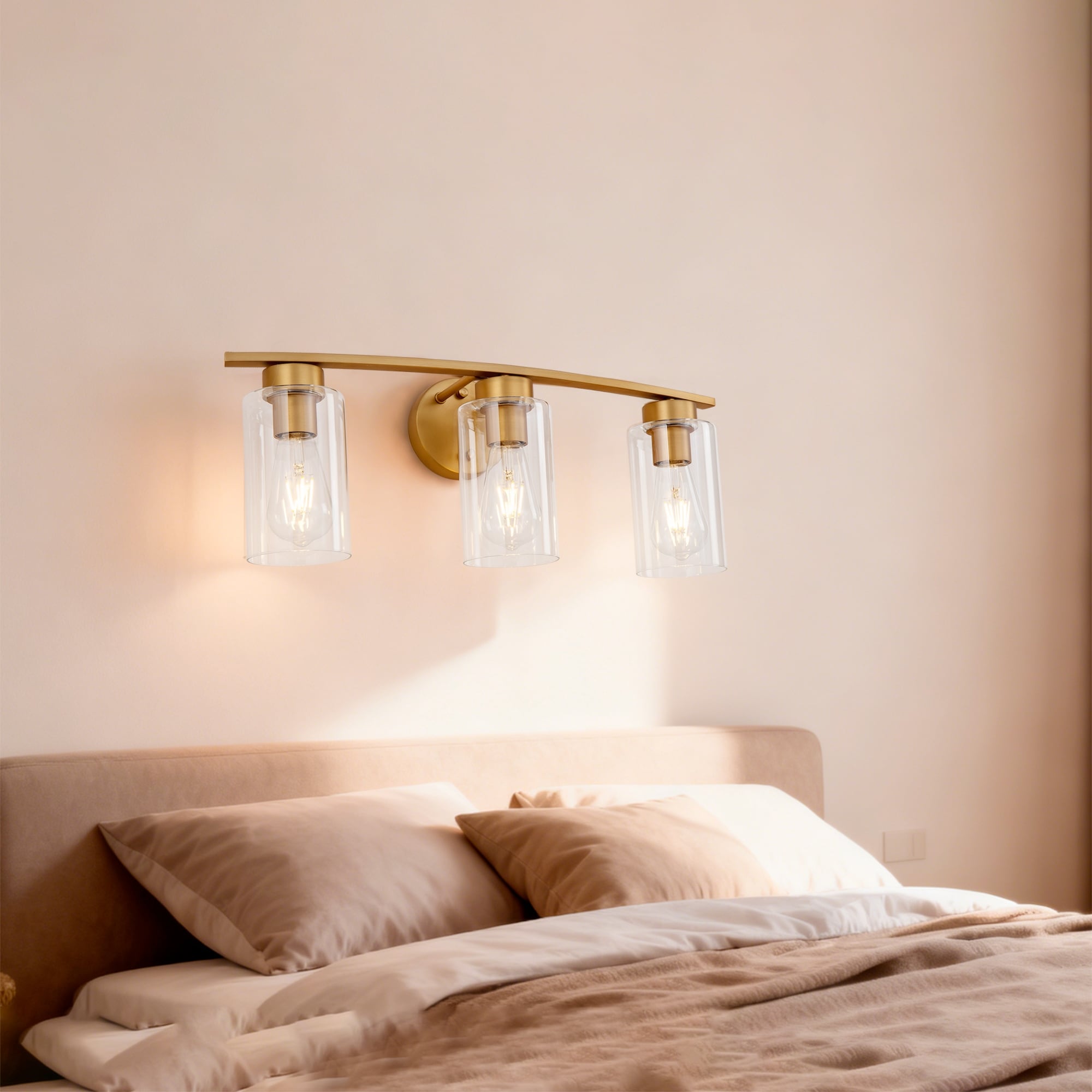 3 Light Vanity Lights E26 Modern Bathroom Light Fixtures With Clear Glass Shade Wall Lamps For Mirror Kitchen Hallway