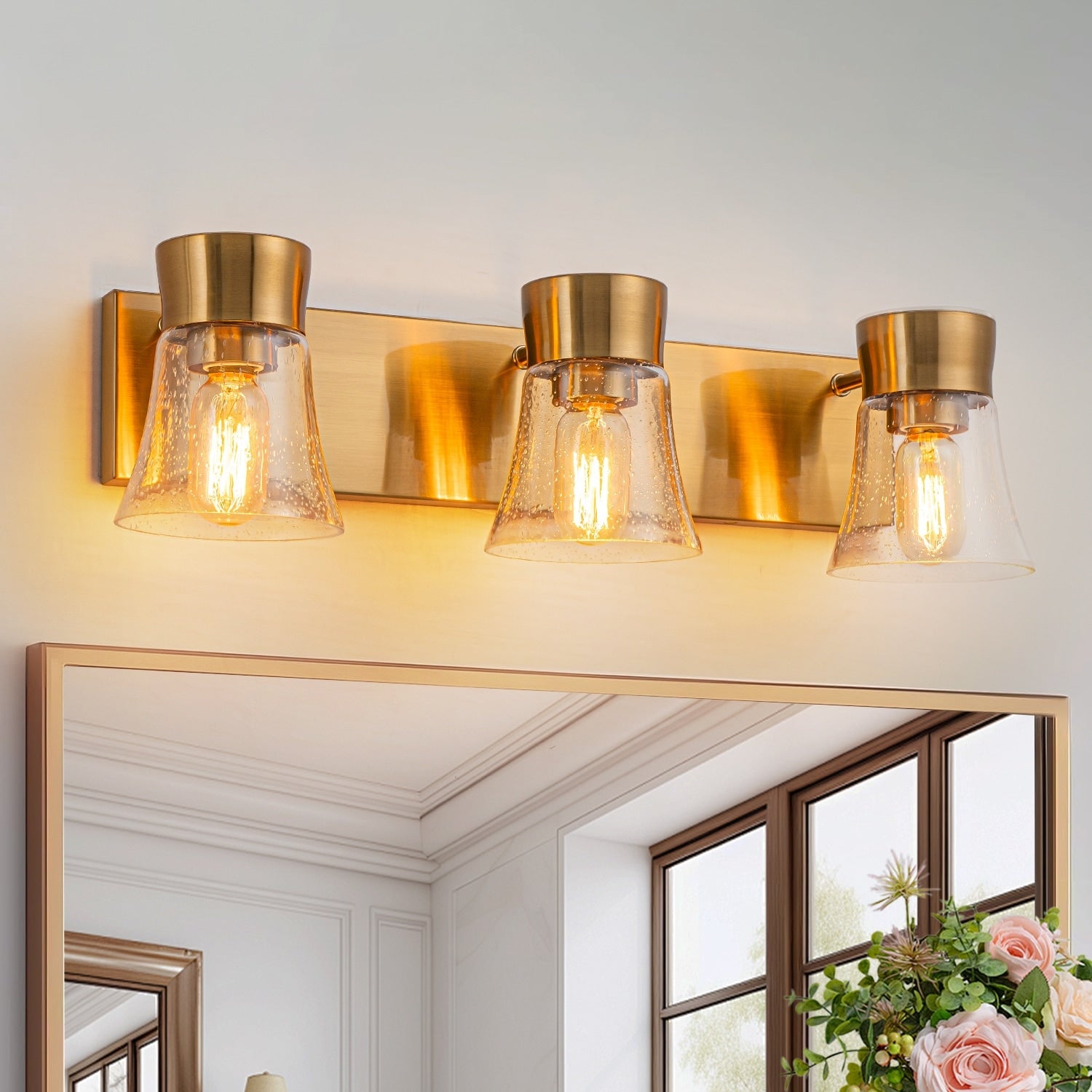 3 Light Vintage Wall Sconce Cone Shaped Vanity Light With Clear Raindrop Glass Lampshade E26 23.6