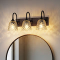 3 Light Wall Sconce With Clear Textured Glass Shades