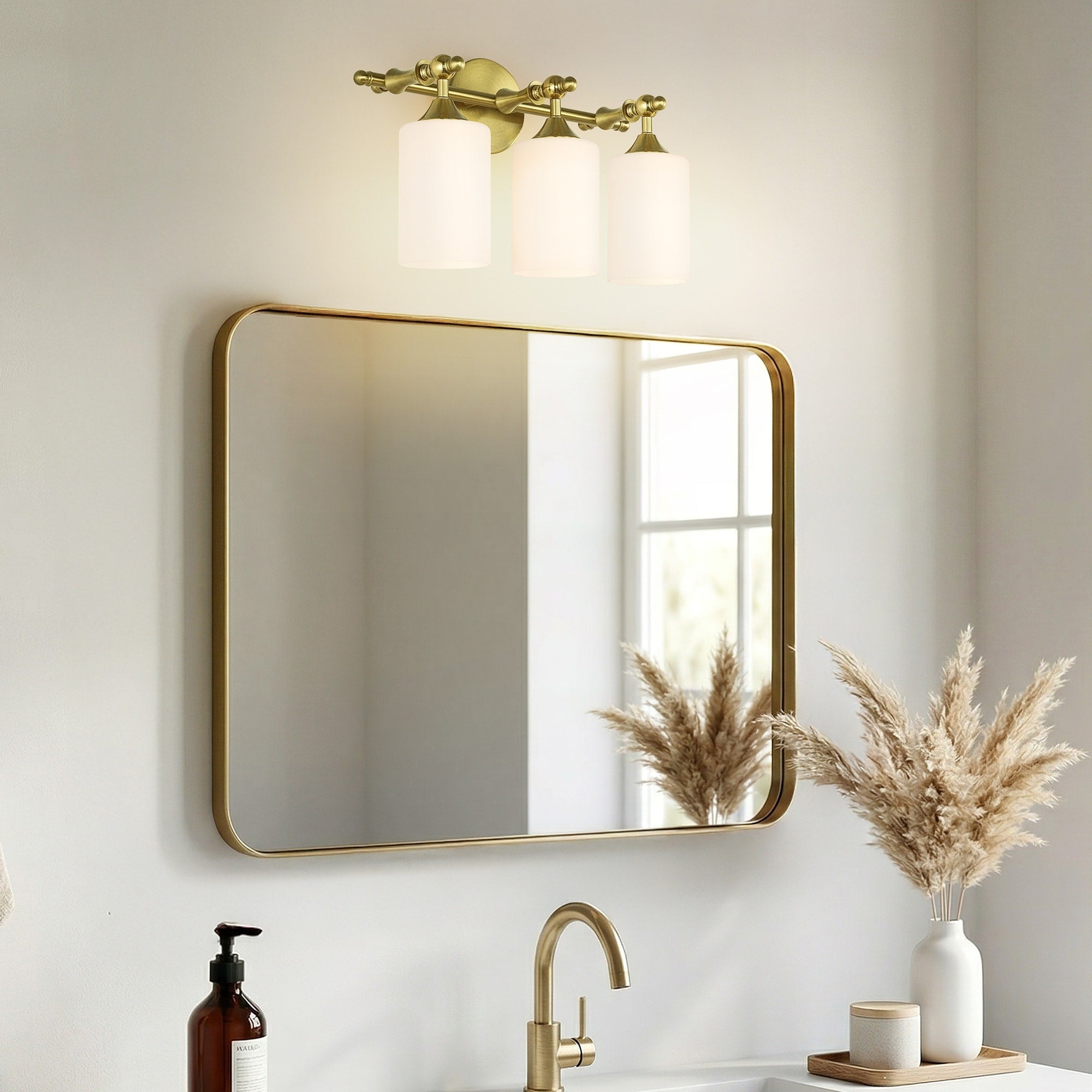 3 Light Wall Sconce With Frosted Textured Glass Shades