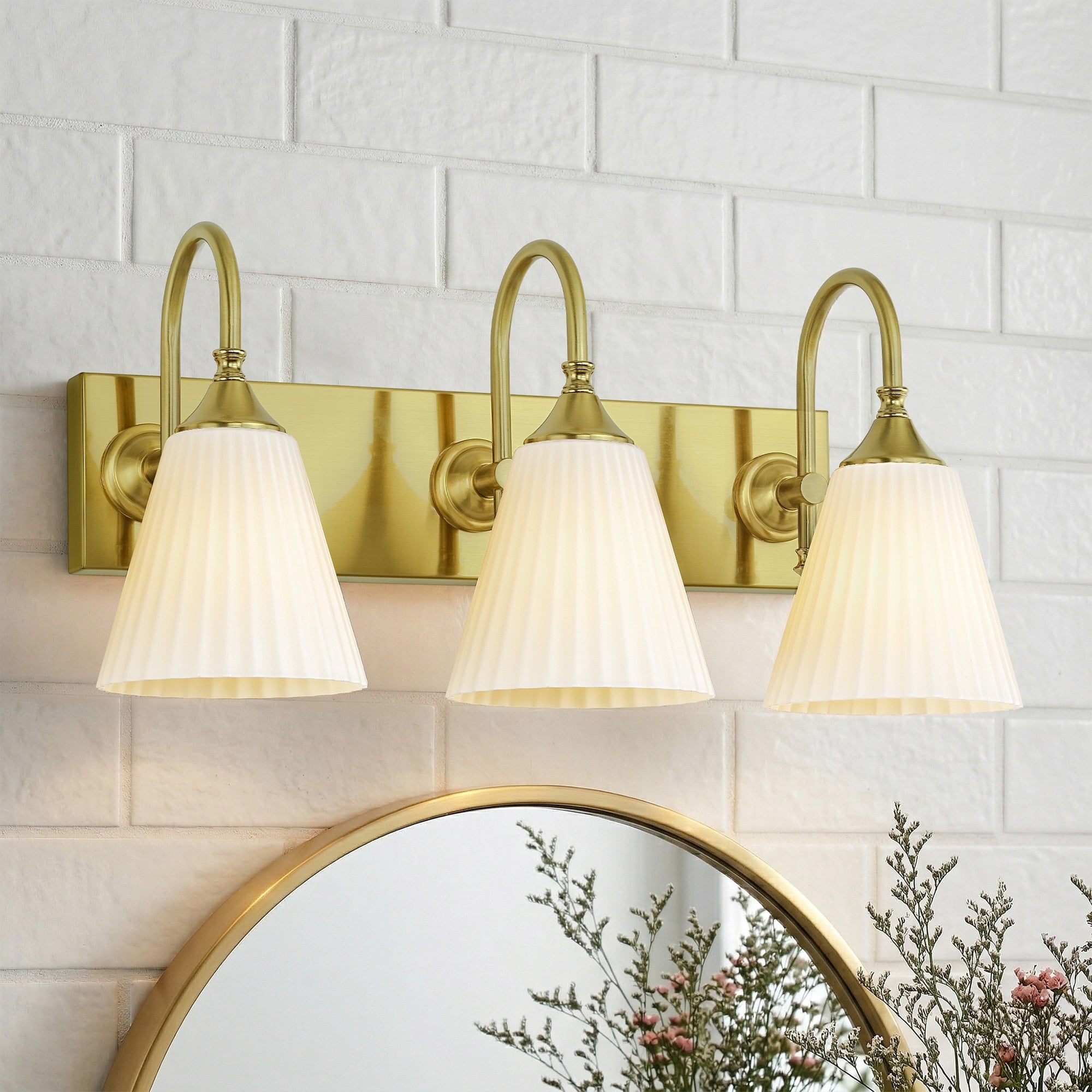 3 Light Wall Sconce With Frosted Textured Glass Shades