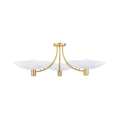 3 Light White Brass Sputnik Saucer Semi Flush Light Curved Arms 40.6 Inches