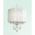 3 Light White Chandelier With Clear Crystals And A White Shade