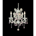 3 Light White Chandelier With White And Pink Crystals