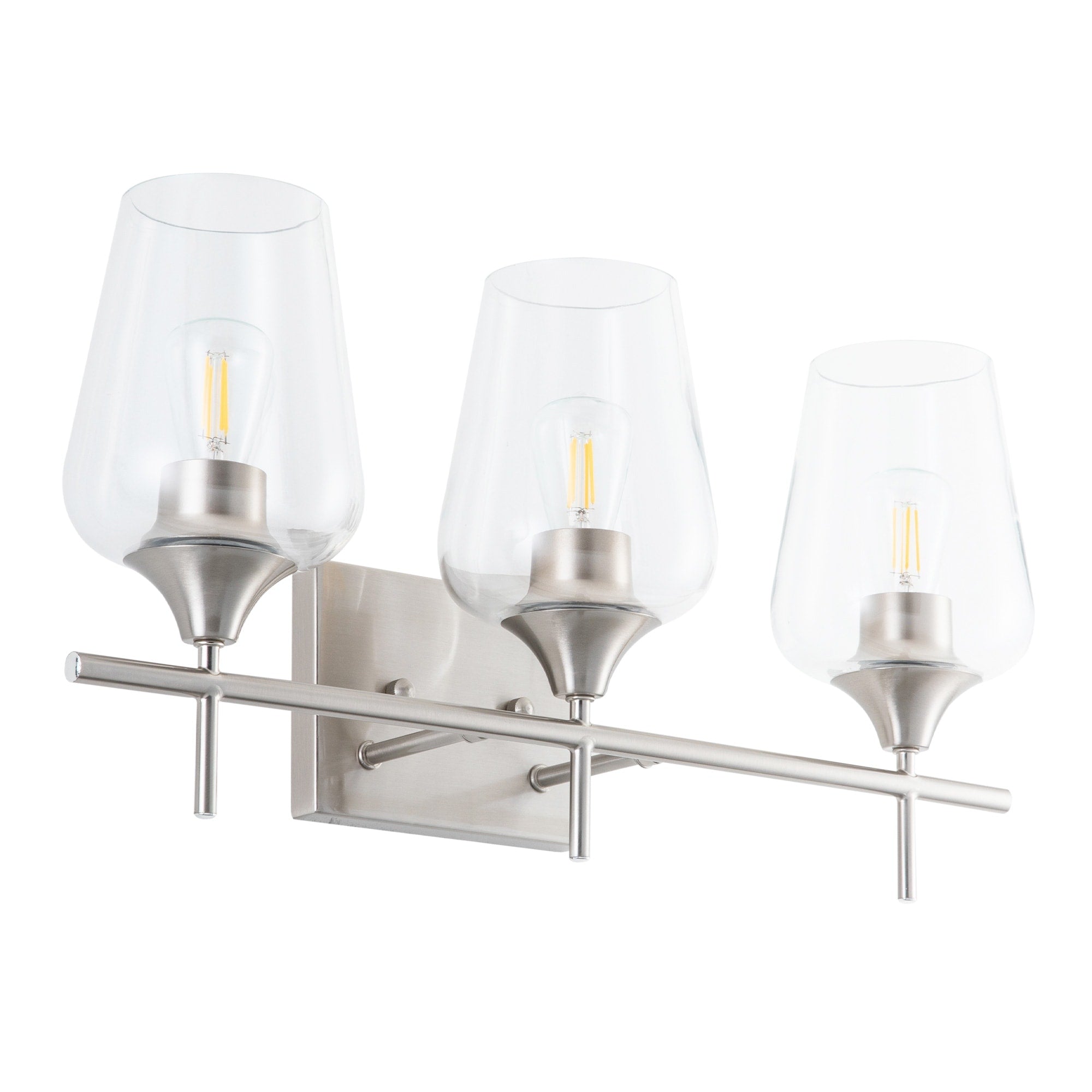 3 Lights Wall Sconce Vanity Lights With Glass Shade Brushed Nickel Brudhed Nickel