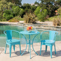3 Pc Metal Set For With A Small Side Table And Two Matching Cafe Chairs