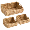 3 Pack Water Hyacinth Storage Baskets Handwoven Decorative Bins With Handles Perfect For Pantry Closet Or Bathroom