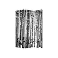 3 Panel Canvas Foldable Screen With Birch Print Black And White