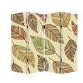 3 Panel Canvas Made Foldable Screen With Leaf Print Multicolor