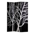 3 Panel Canvas Room Divider With Branch Pattern Black And White