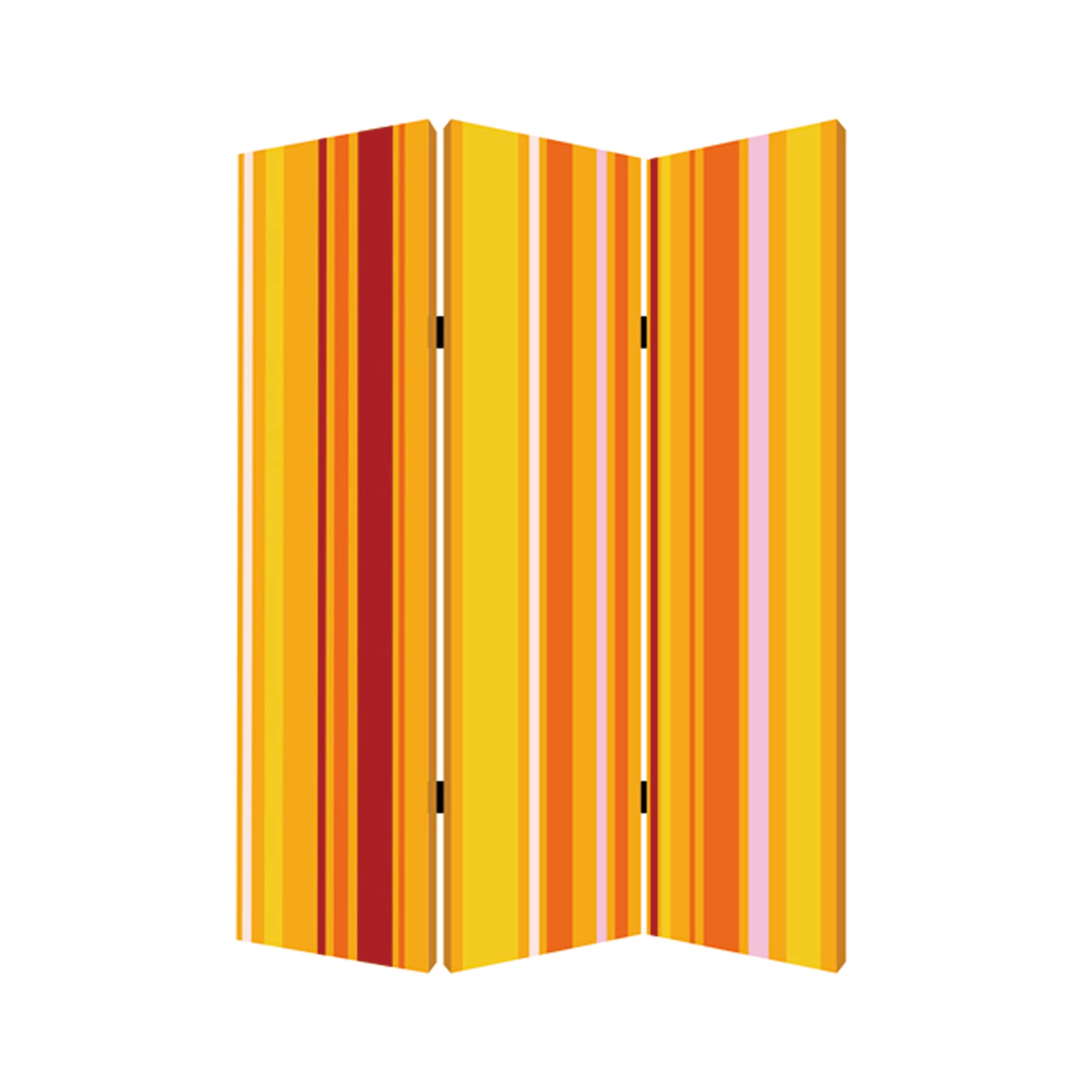3 Panel Canvas Screen With Bright Stripe Print Yellow And Red