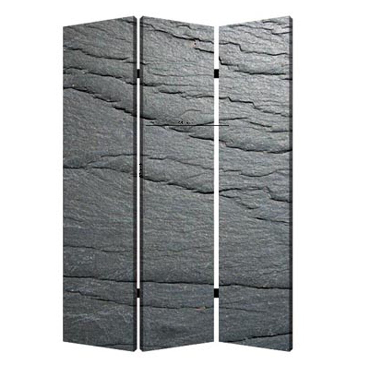 3 Panel Canvas And Metal Frame Room Divider Slate Gray