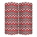 3 Panel Foldable Canvas Screen With Chevron Print Red And White