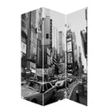3 Panel Foldable Canvas Screen With Nyc Print Black And White