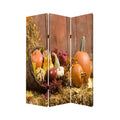 3 Panel Foldable Canvas Screen With Vegetable Still Print Multicolor