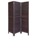3 Panel Foldable Wooden Shutter Screen With Straight Legs Black
