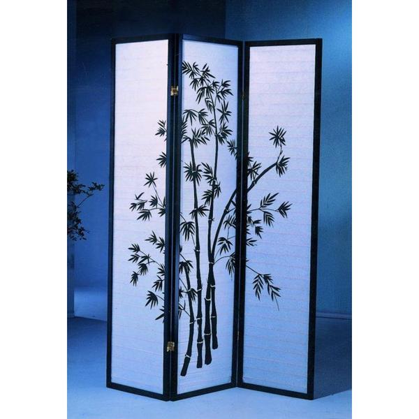 3 Panel Oriental Shoji Screen Room Divider Black