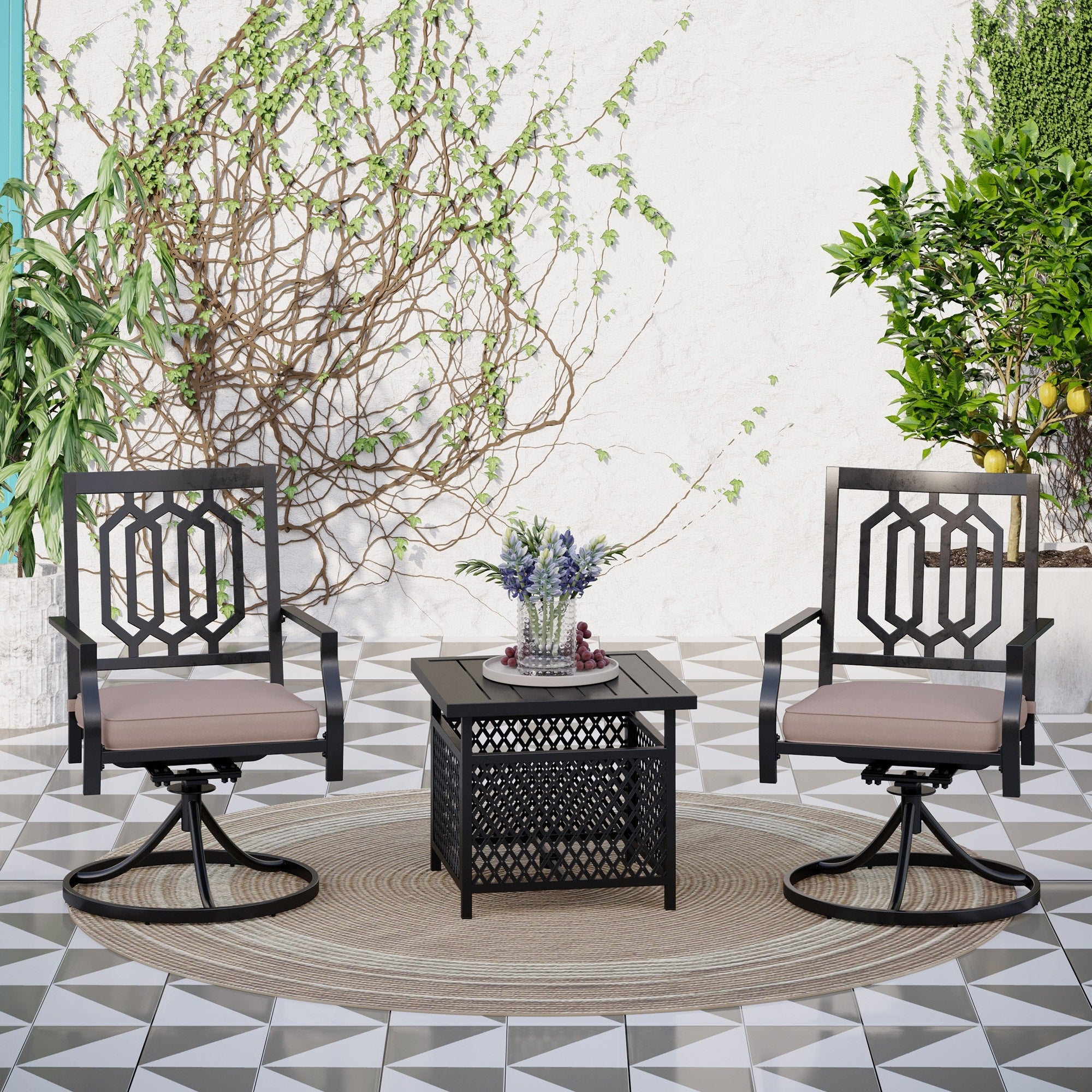 Phi Villa Metal Outdoor Patio Bistro Furniture Set