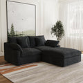 3 Piece 83 Modern Chenille Upholstered L Shape Sectional Sofa With Ottoman