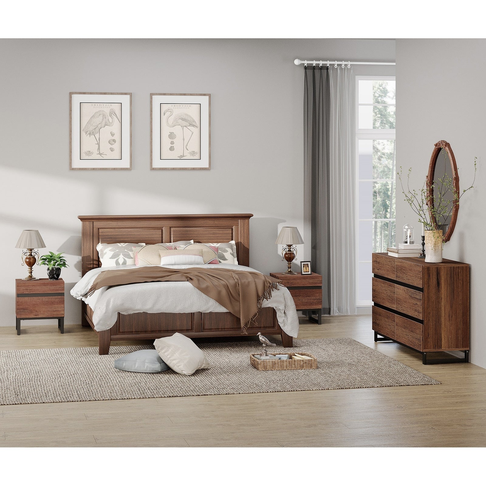 3 Piece Bedroom Furniture Set Dresser Chest With 6 Drawers 2 Nightstand For Bedroom Bedroom Furniture Set