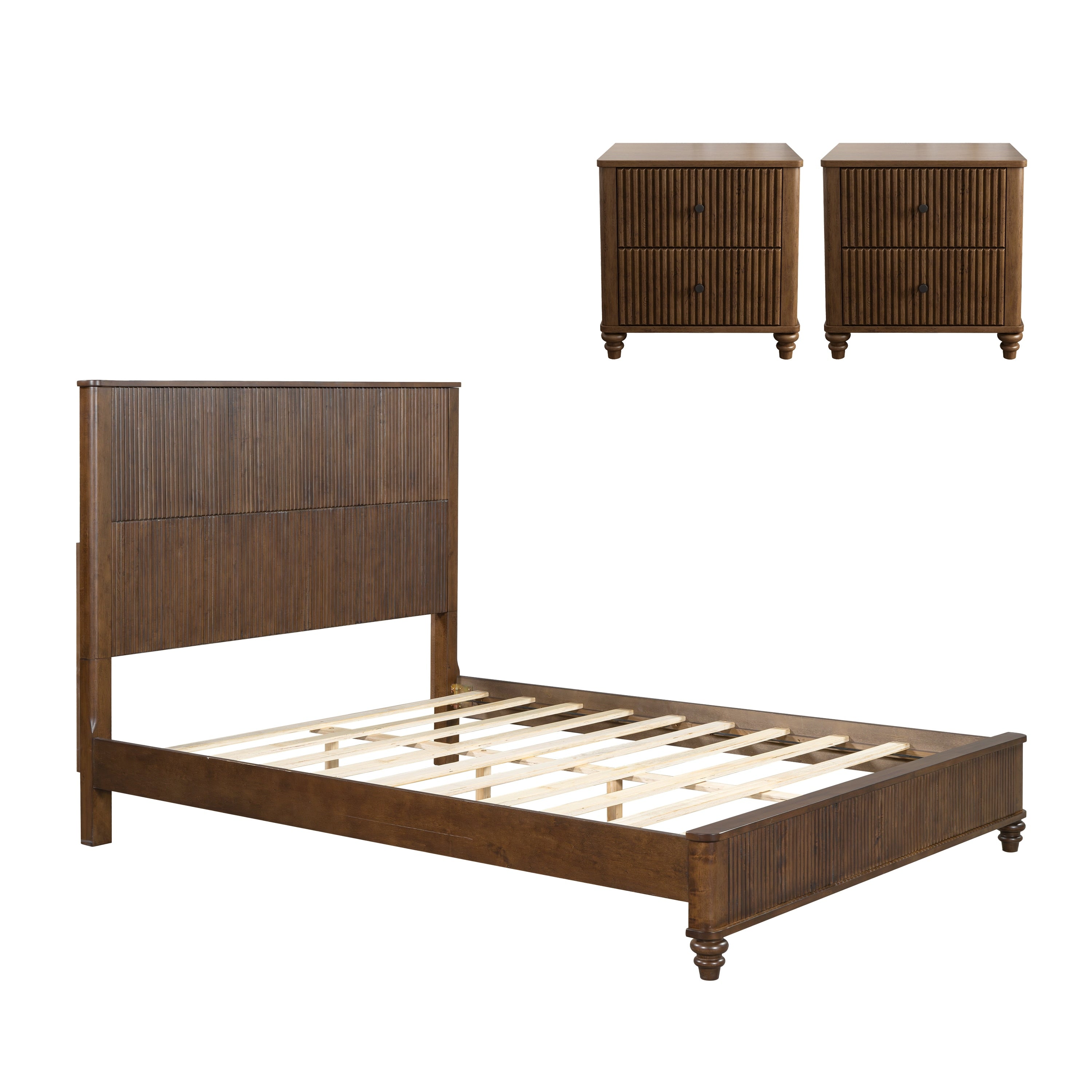 3 Piece Bedroom Set With A Queen Size Bed And 2 Nightstands