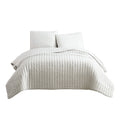 3 Piece Crinkles King Size Coverlet Set With Vertical Stitching White