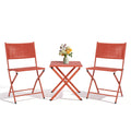 3 Piece Folding Bistro Set Premium Steel Outdoor Furniture Portable Rust Resistant Patio Table Chairs